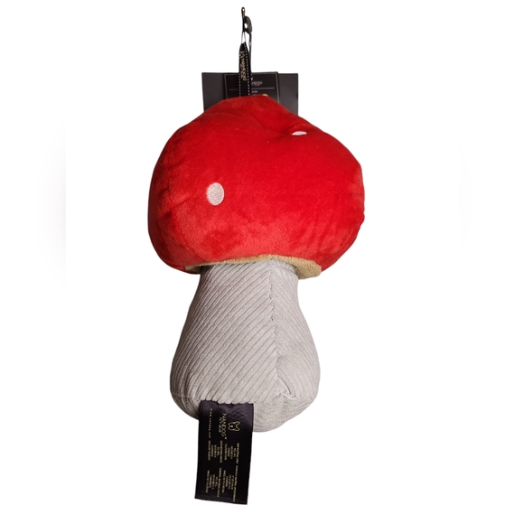 NanDog Pet Gear Stuffed Squeak Smiley Face Gray And Red Mushroom With Polkadots - Picture 5 of 11